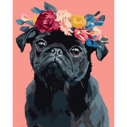 Black Pug Portrait | Paint by Number- Paint by Numbers