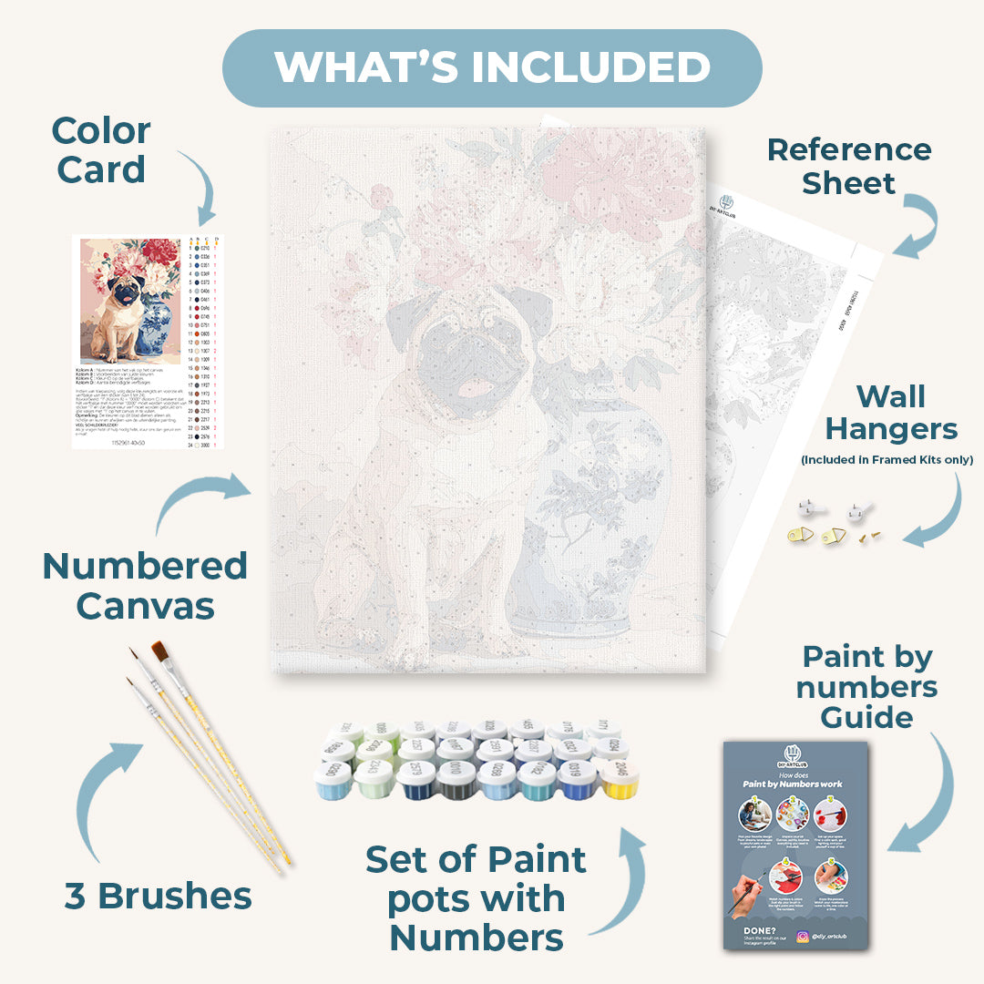Floral Pug | Paint by Number