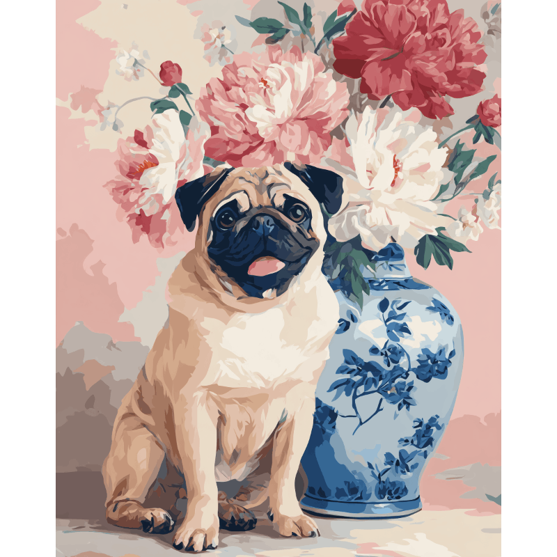 Floral Pug | Paint by Number- Paint by Numbers