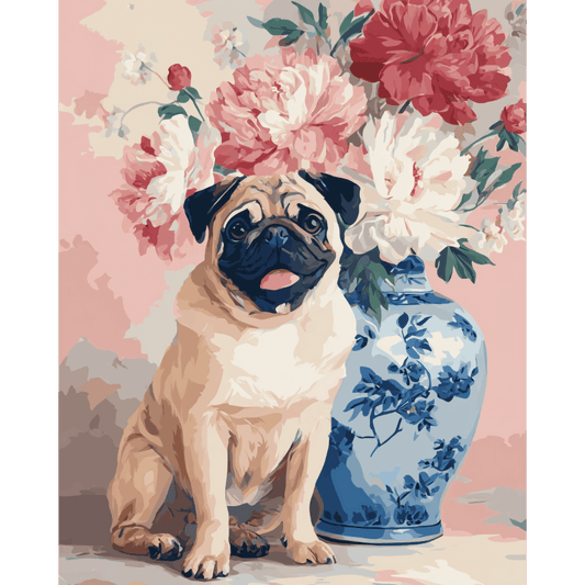 Floral Pug | Paint by Number- Paint by Numbers