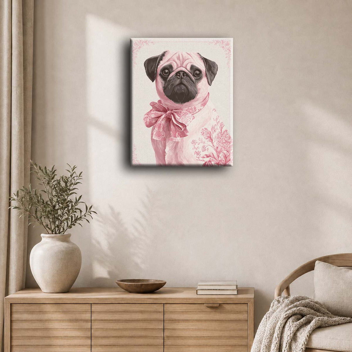 Delft rosa mops | Maleri etter tall