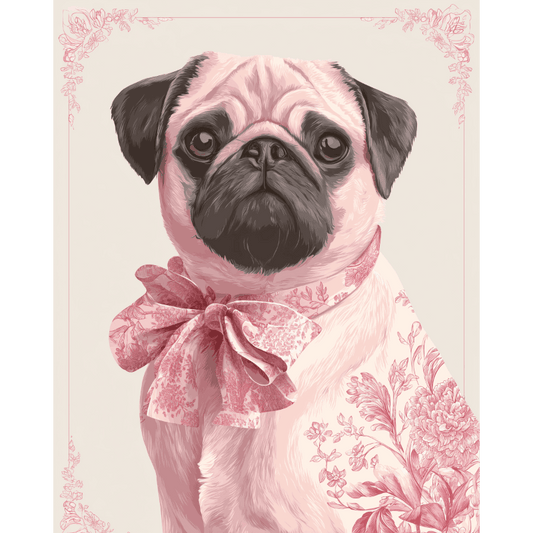 Delft Pink Pug | Paint by Number- Paint by Numbers