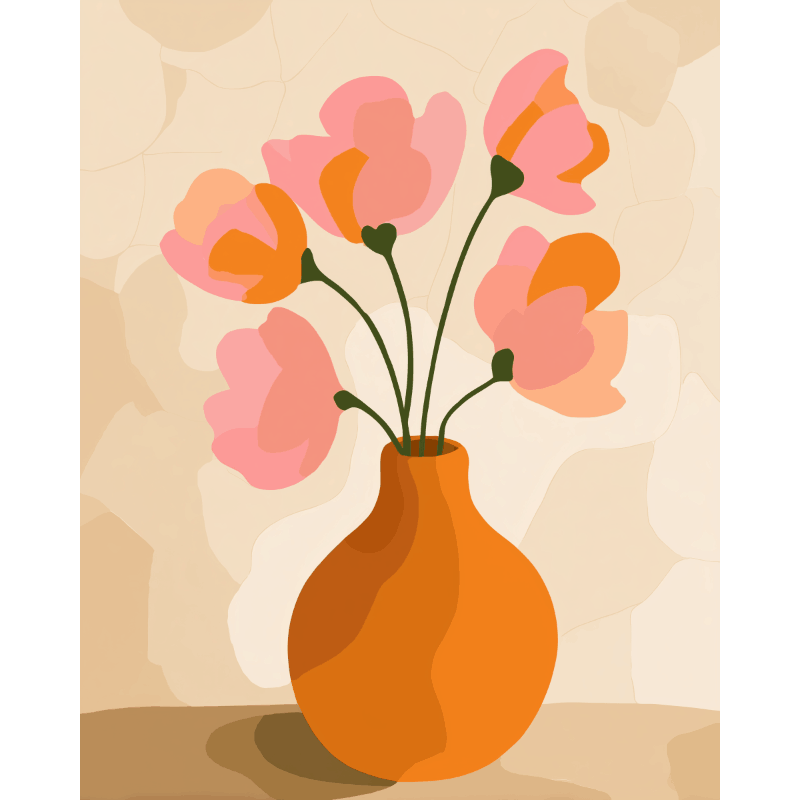 Modern Pink Bouquet | Paint by Number- Paint by Numbers