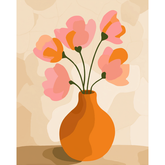 Modern Pink Bouquet | Paint by Number- Paint by Numbers
