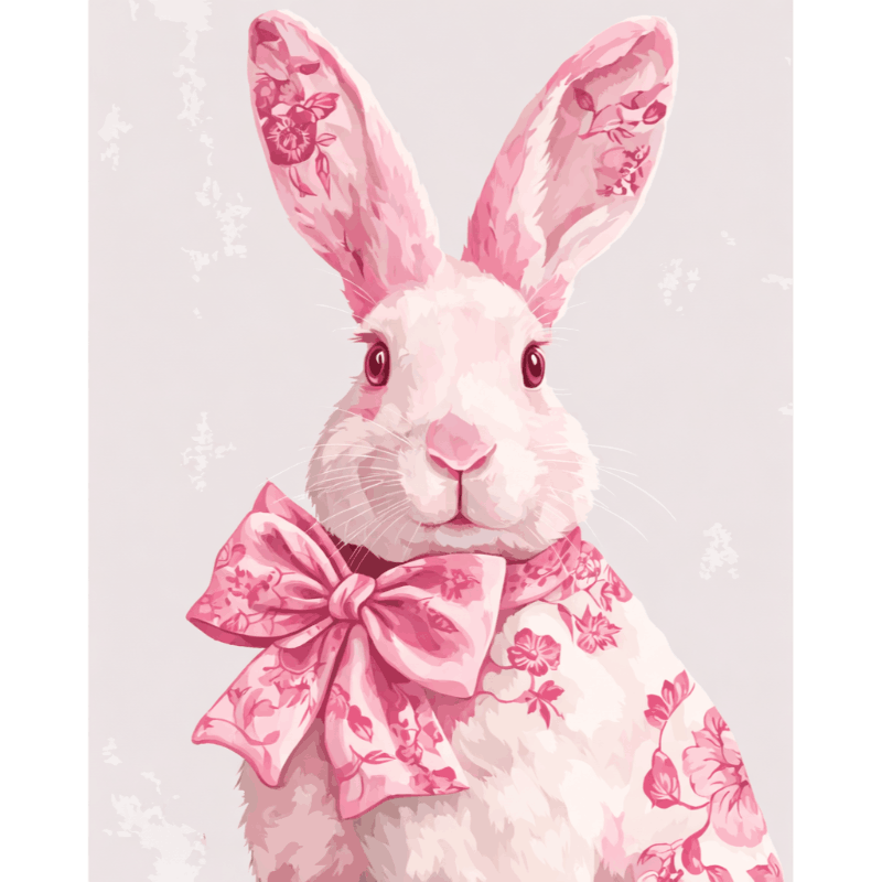 Delft Pink Bunny | Paint by Number- Paint by Numbers