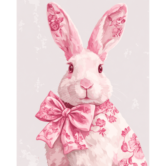 Delft Pink Bunny | Paint by Number- Paint by Numbers