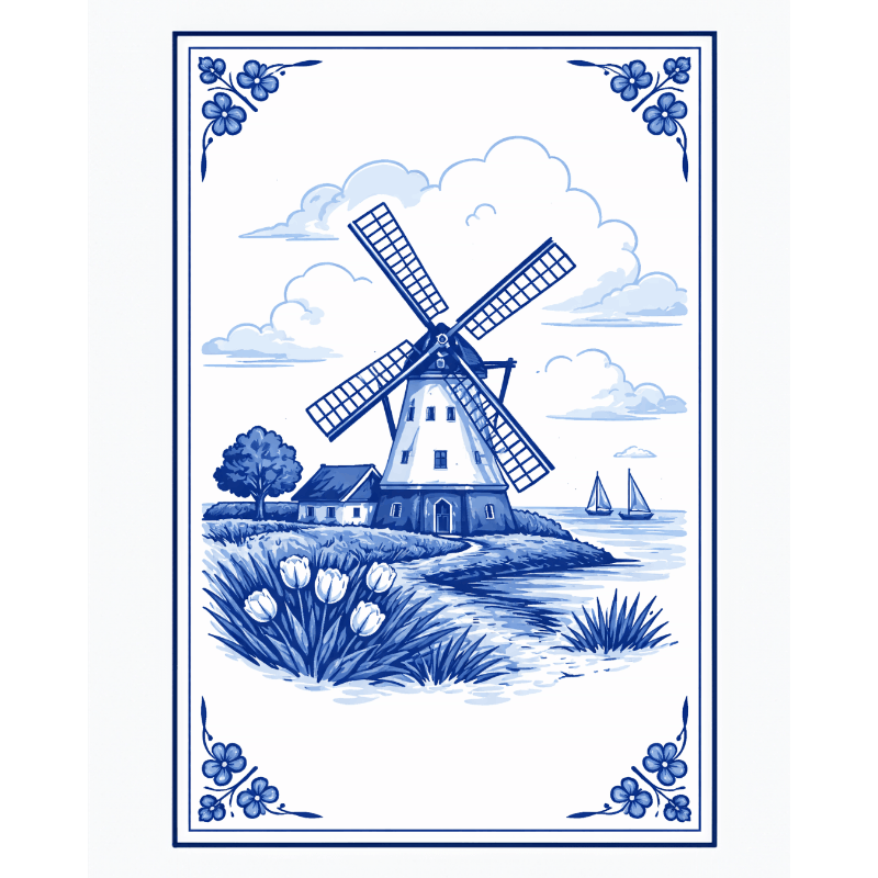 Dutch Windmill | Paint by Number- Paint by Numbers