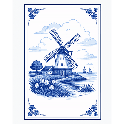 Dutch Windmill | Paint by Number- Paint by Numbers