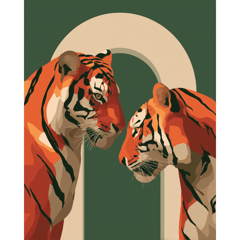 Two Tigers | Paint by Number- Paint by Numbers