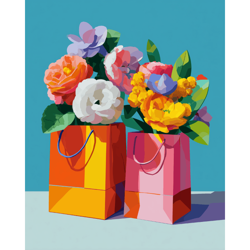 Paper Bag Blooms | Paint by Number- Paint by Numbers