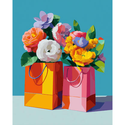 Paper Bag Blooms | Paint by Number- Paint by Numbers
