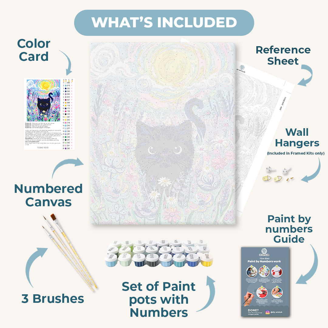 Van Cat Flower Meadow - By Tiny Tami | Paint by Number