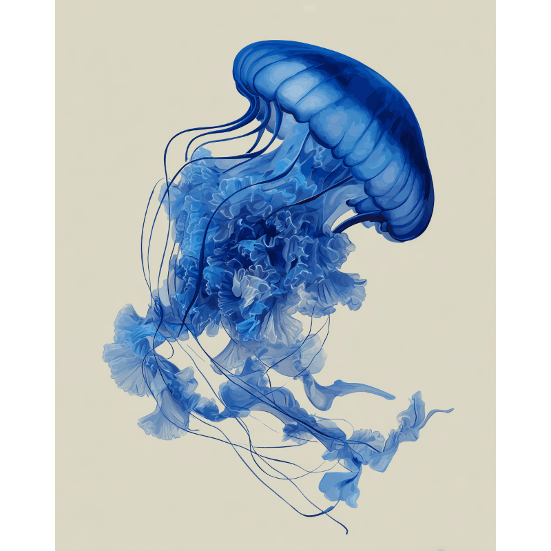 Blue Jelly Fish | Paint by Number- Paint by Numbers