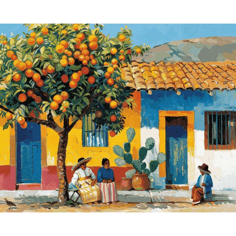 Mexican village | Paint by Number- Paint by Numbers