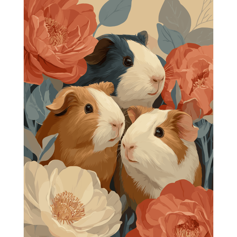 Guinea Blooms | Paint by Number- Paint by Numbers