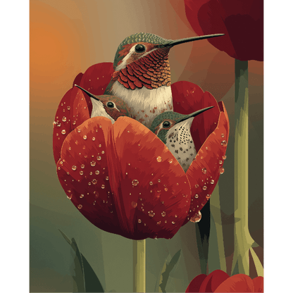 Hummingbird Family | Paint by Number- Paint by Numbers