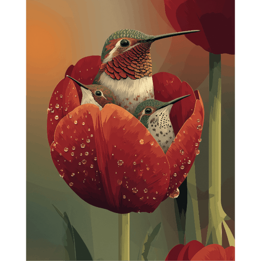 Hummingbird Family | Paint by Number- Paint by Numbers