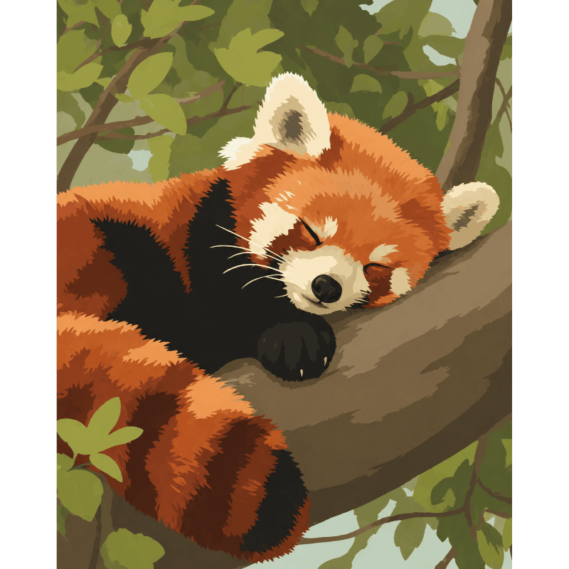 Sleepy Red Panda | Paint by Number- Paint by Numbers