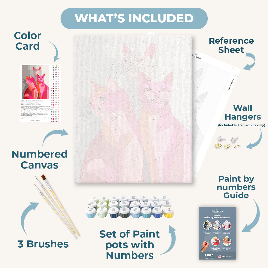 Pink Cats | Paint by Number