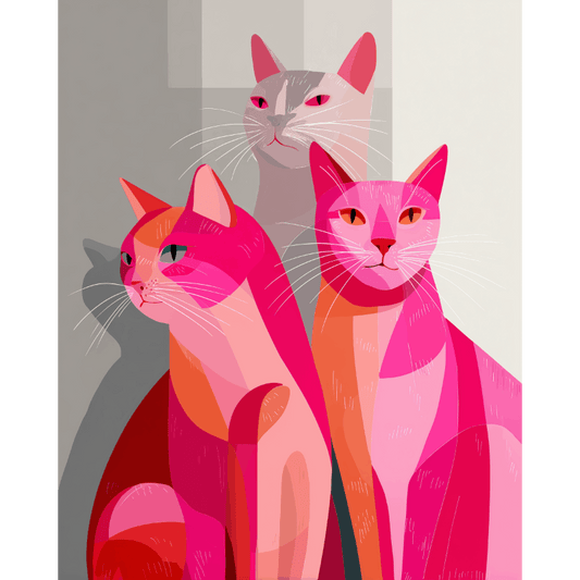 Pink Cats | Paint by Number- Paint by Numbers