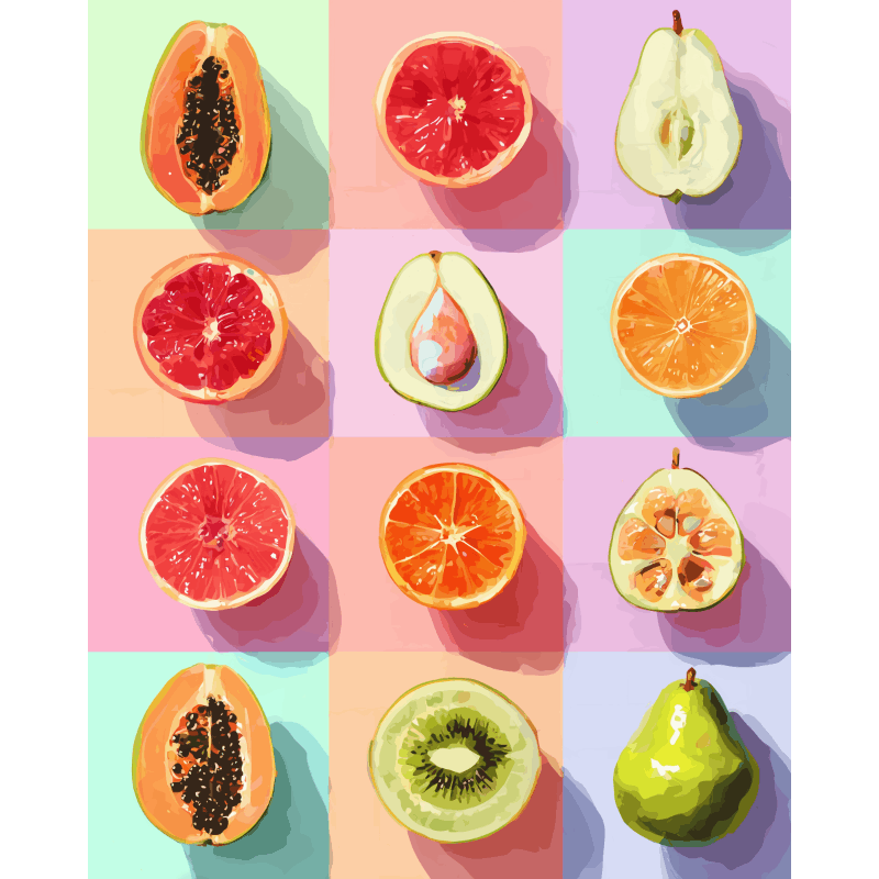 Fruit Mosaic | Paint by Number- Paint by Numbers