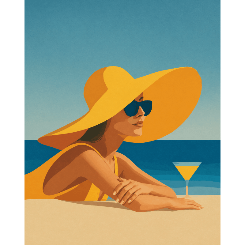 Drink on a Beach | Paint by Number- Paint by Numbers