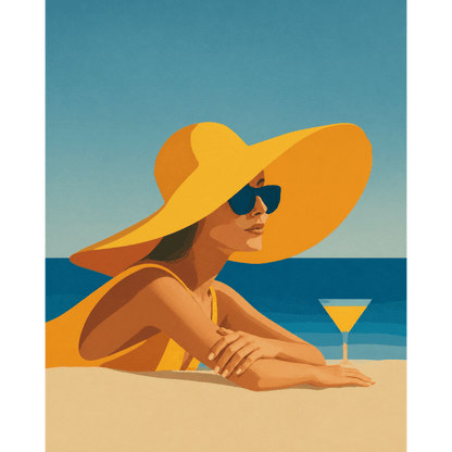 Drink on a Beach | Paint by Number- Paint by Numbers