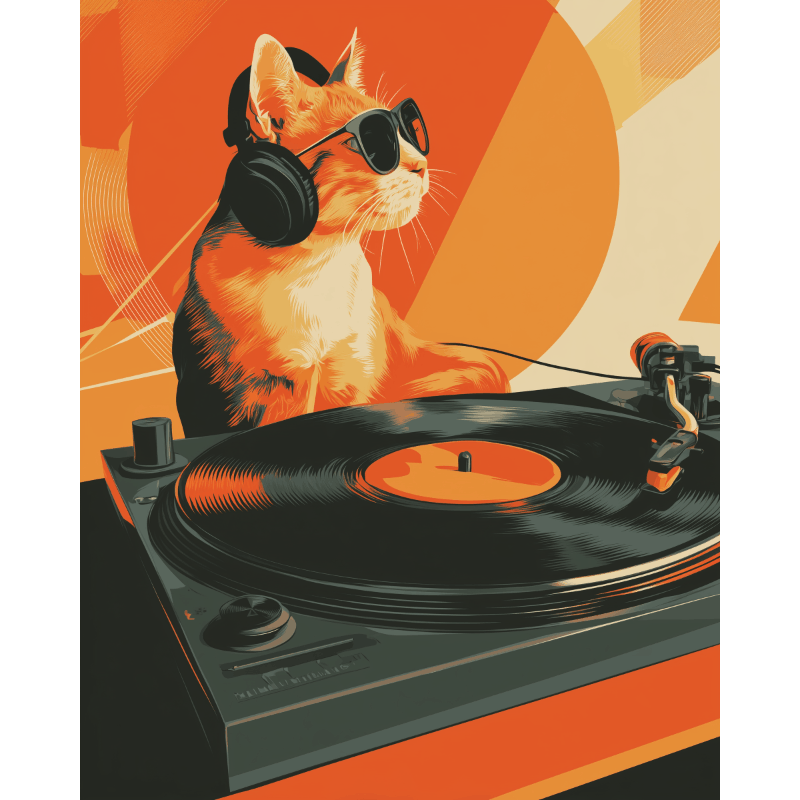 Cat is a DJ | Paint by Number- Paint by Numbers