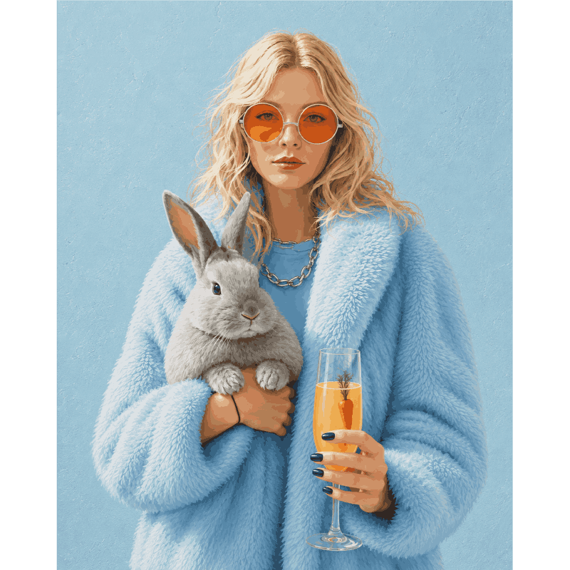 Carrot drink and Bunny | Paint by Number- Paint by Numbers