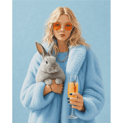 Carrot drink and Bunny | Paint by Number- Paint by Numbers