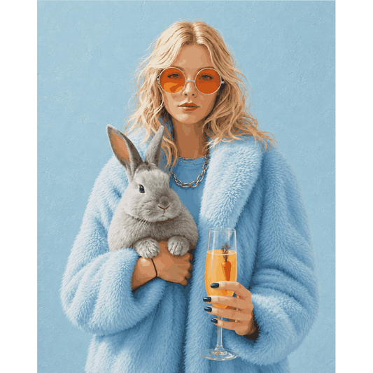 Carrot drink and Bunny | Paint by Number- Paint by Numbers