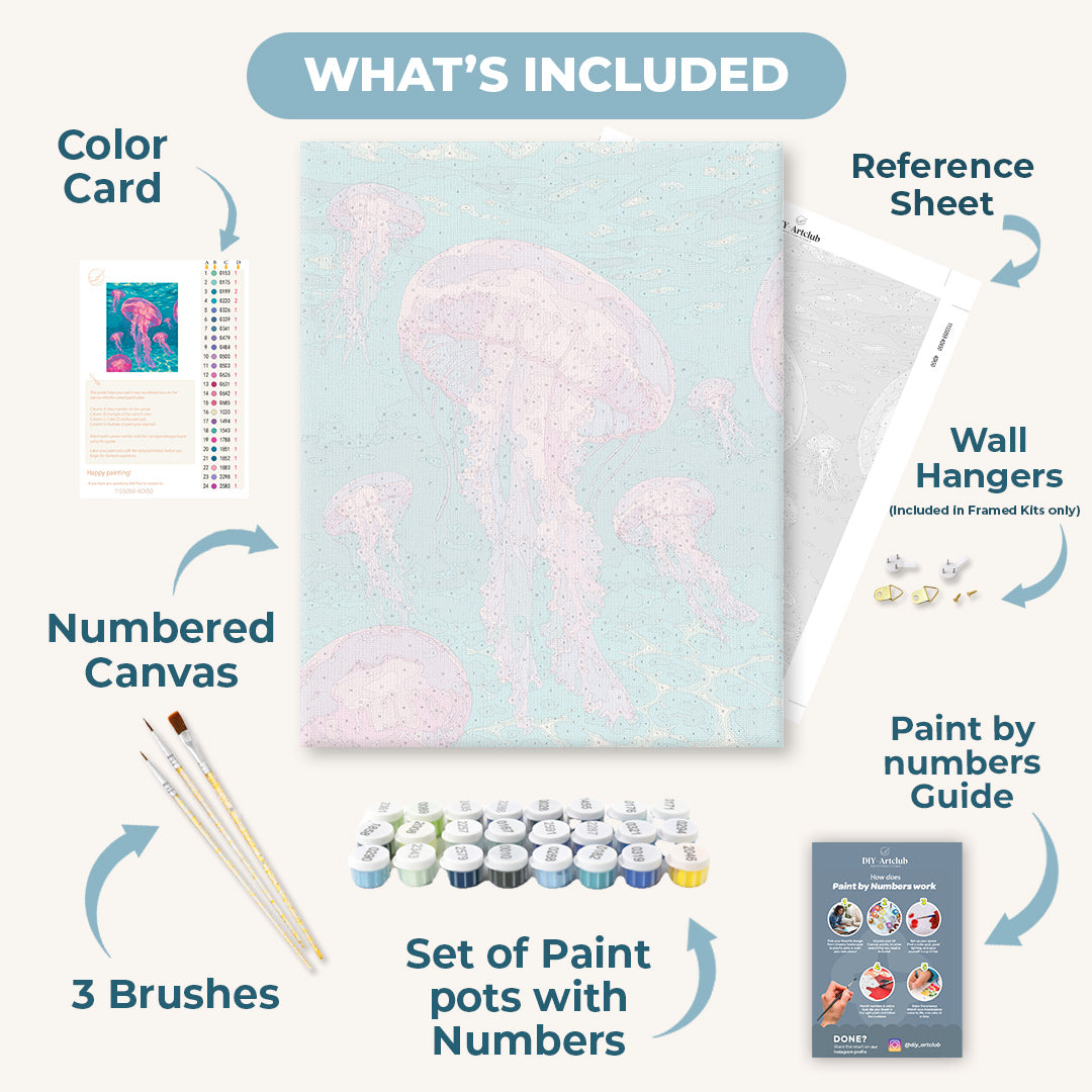 Pink Jelly Fishes | Paint by Number