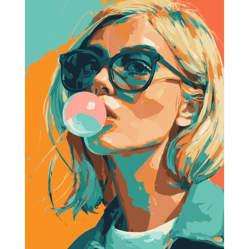 Bubblegum Girl | Paint by Number- Paint by Numbers