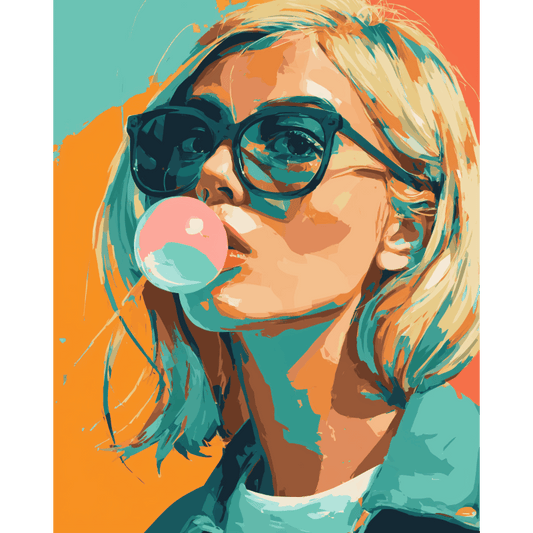 Bubblegum Girl | Paint by Number- Paint by Numbers