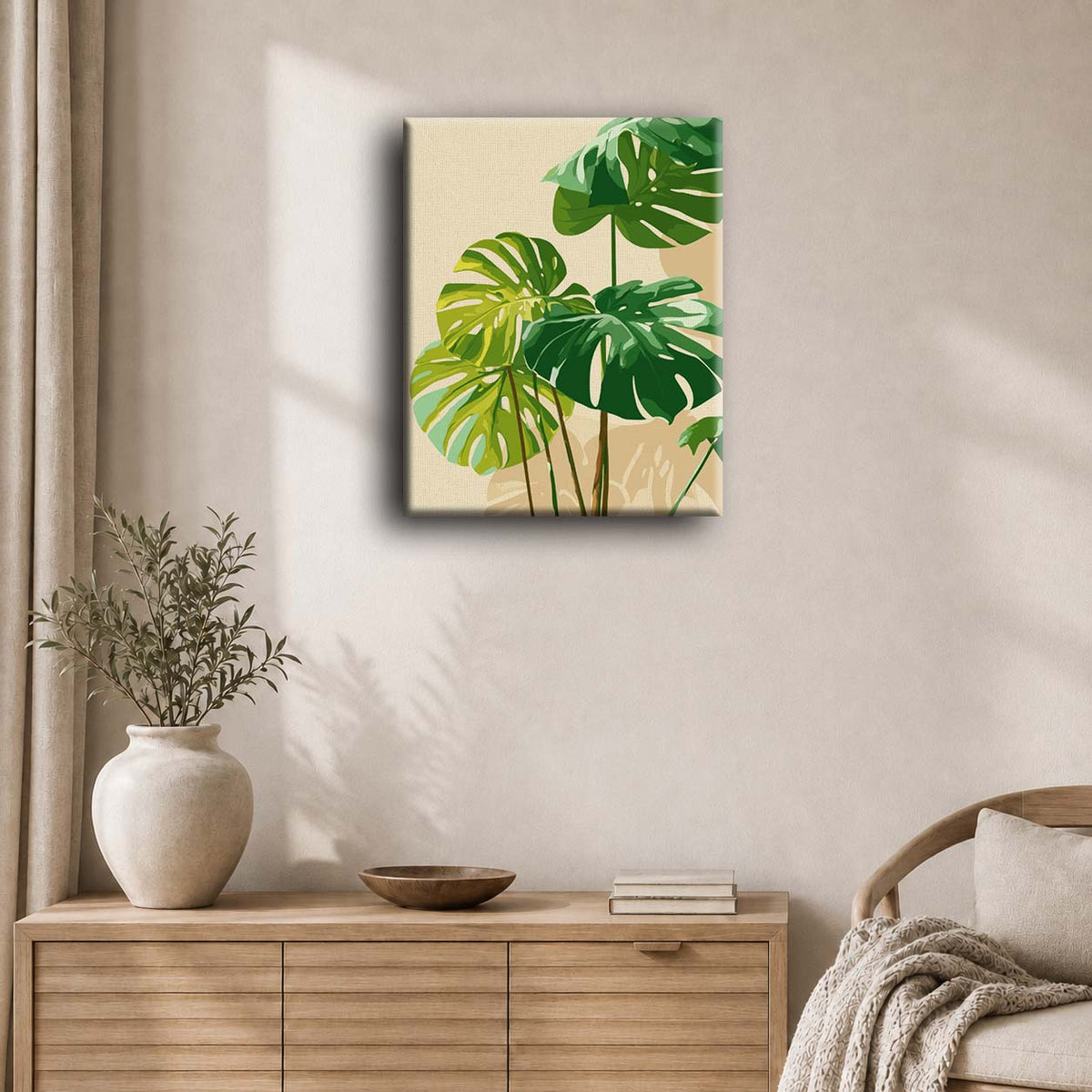 Auringon valaisema monstera | Numeromaalaus