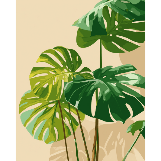 Auringon valaisema monstera | Numeromaalaus - Numeromaalaus