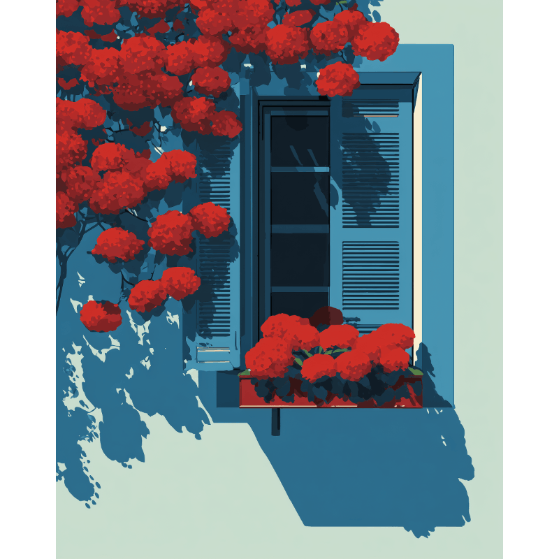 Scarlet Bougainvillea | Paint by Number- Paint by Numbers