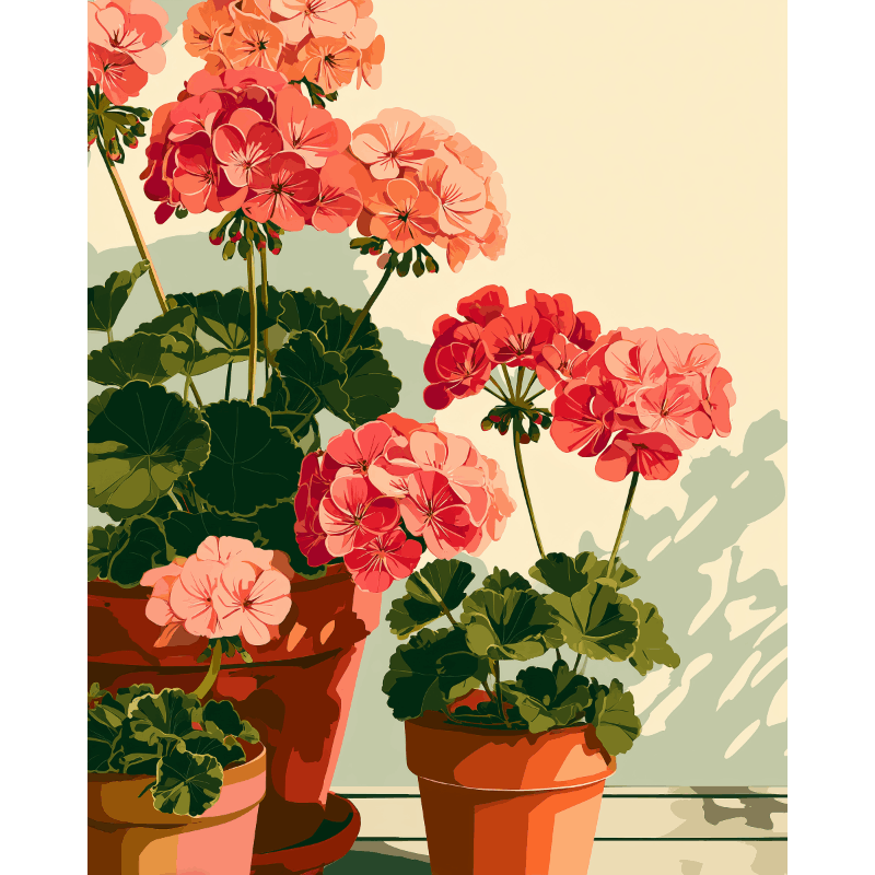 Pelargoniamorgen | Maleri etter tall - Maleri etter tall