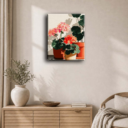 Auringon valaisemat pelargoniat | Numeromaalaus