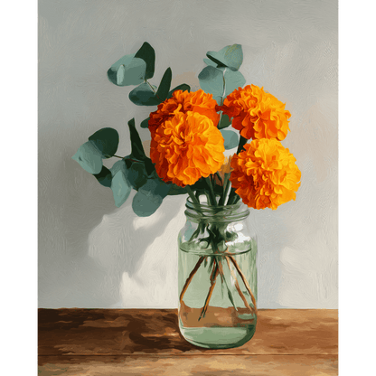 Golden Marigolds | Paint by Number- Paint by Numbers