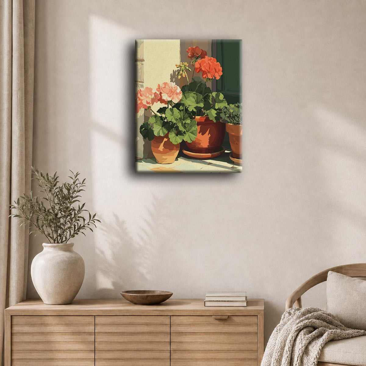 Pelargoniat terrakotassa | Numeromaalaus