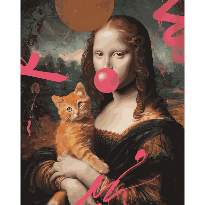 Mona and the Cat | Paint by Number- Paint by Numbers