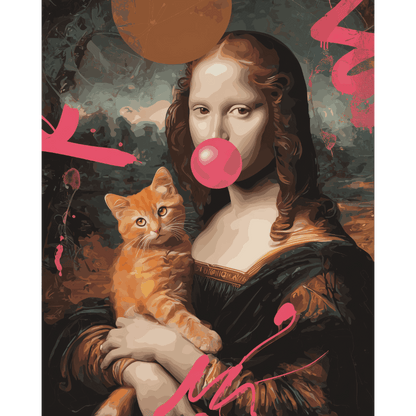 Mona and the Cat | Paint by Number- Paint by Numbers
