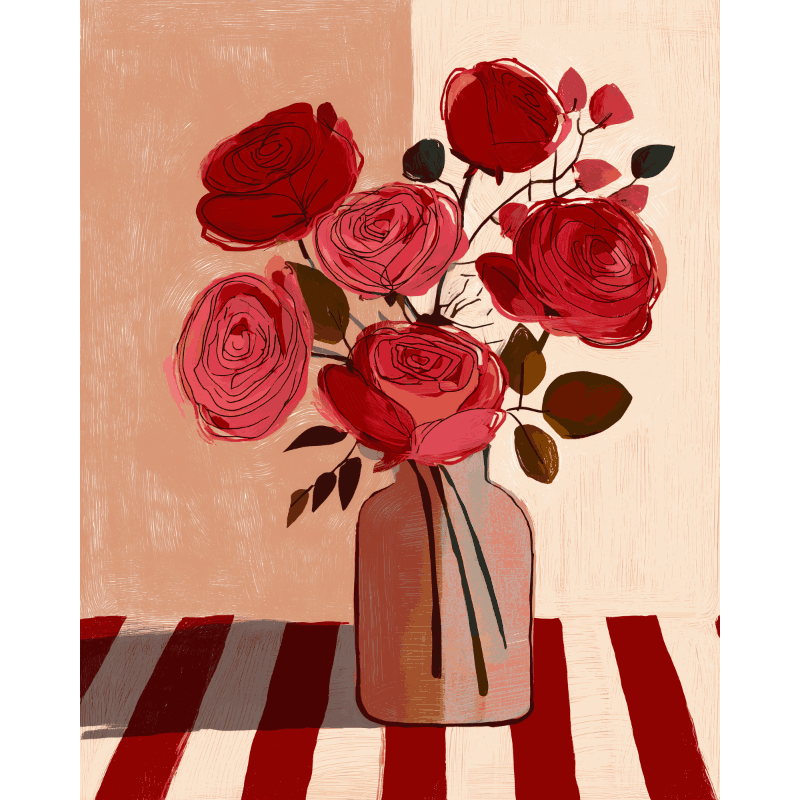 Scarlet Bouquet | Paint by Number- Paint by Numbers