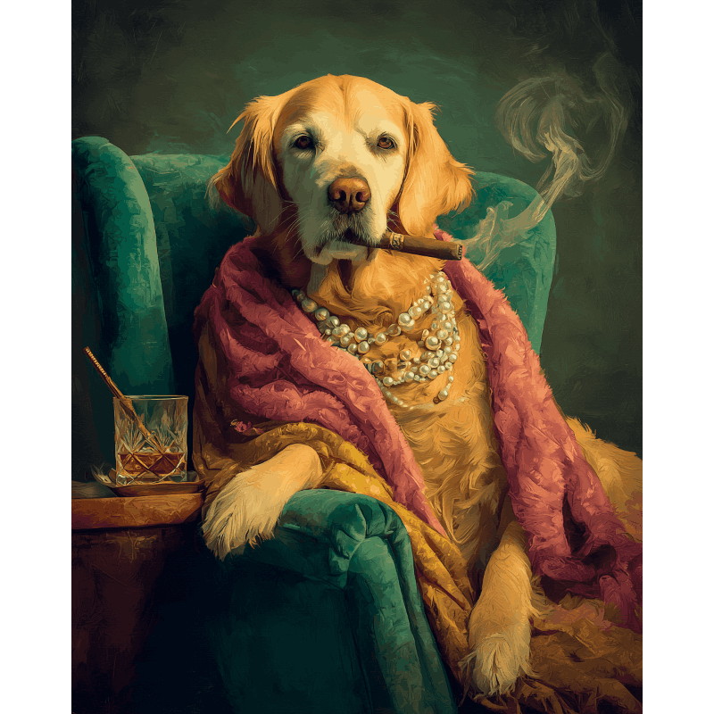 Golden Retriever Royale | Paint by Number- Paint by Numbers