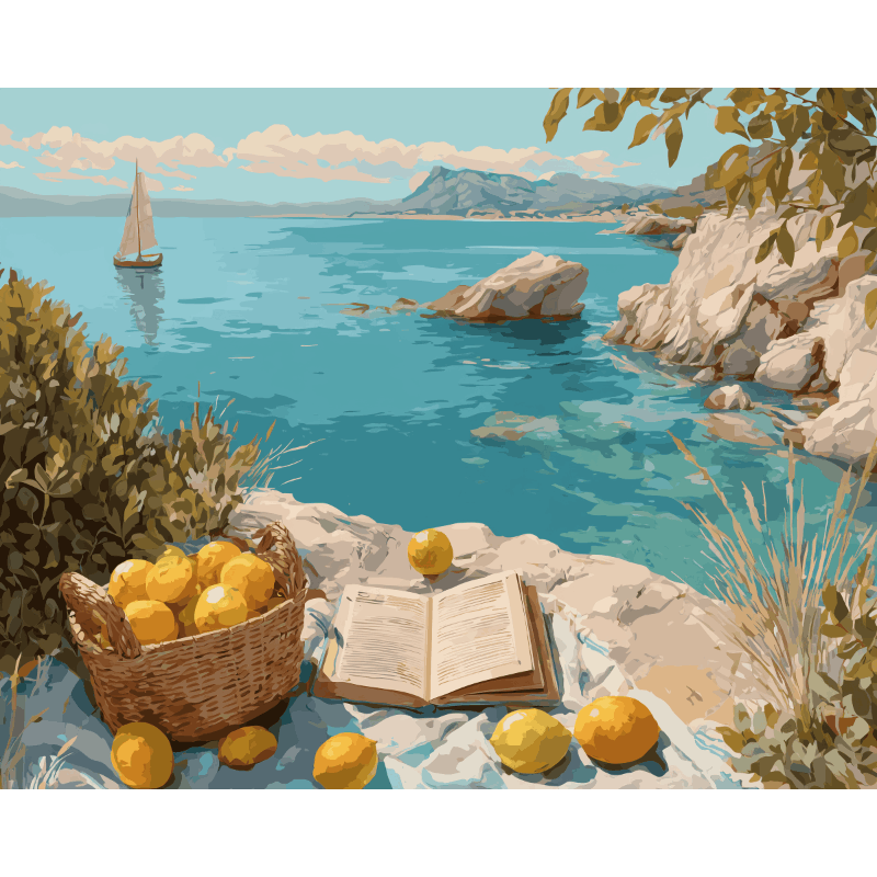Lemons by the Sea | Paint by Number- Paint by Numbers