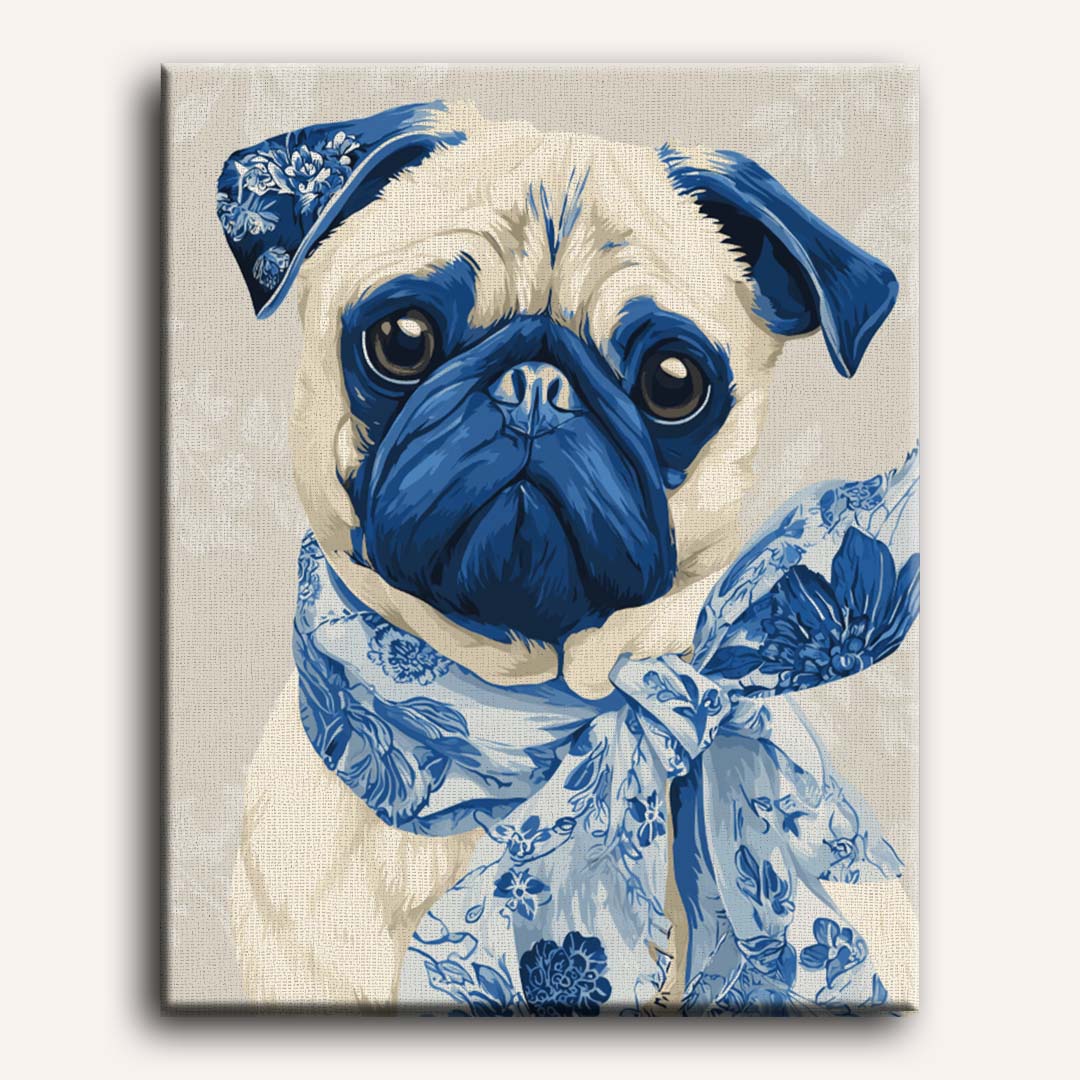 Delft Blue Pug | Paint by Number