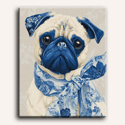 Delft Blue Pug | Paint by Number
