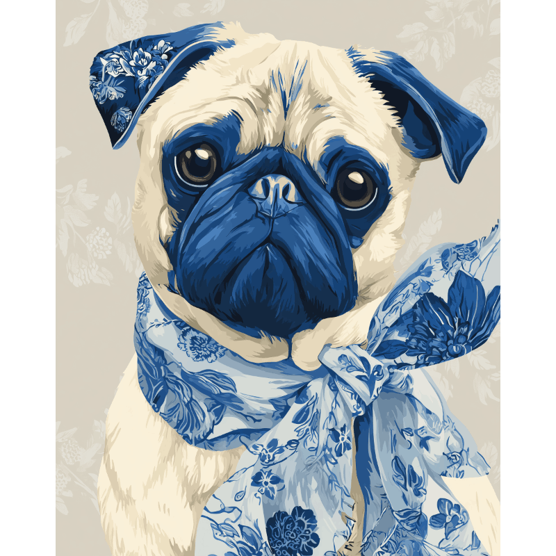 Delft Blue Pug | Paint by Number- Paint by Numbers