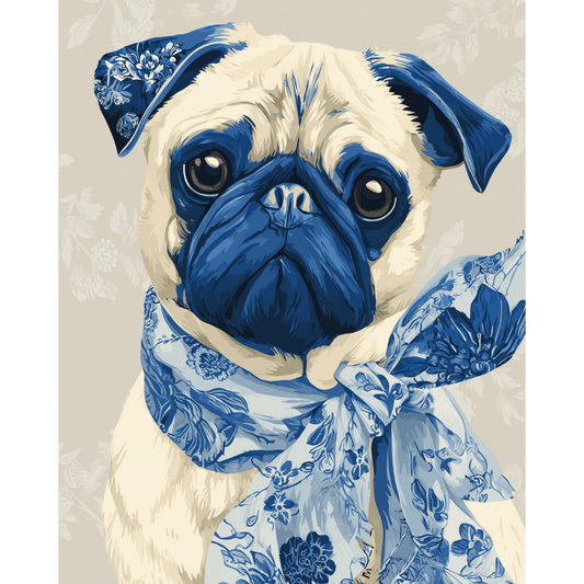 Delft Blue Pug | Paint by Number- Paint by Numbers